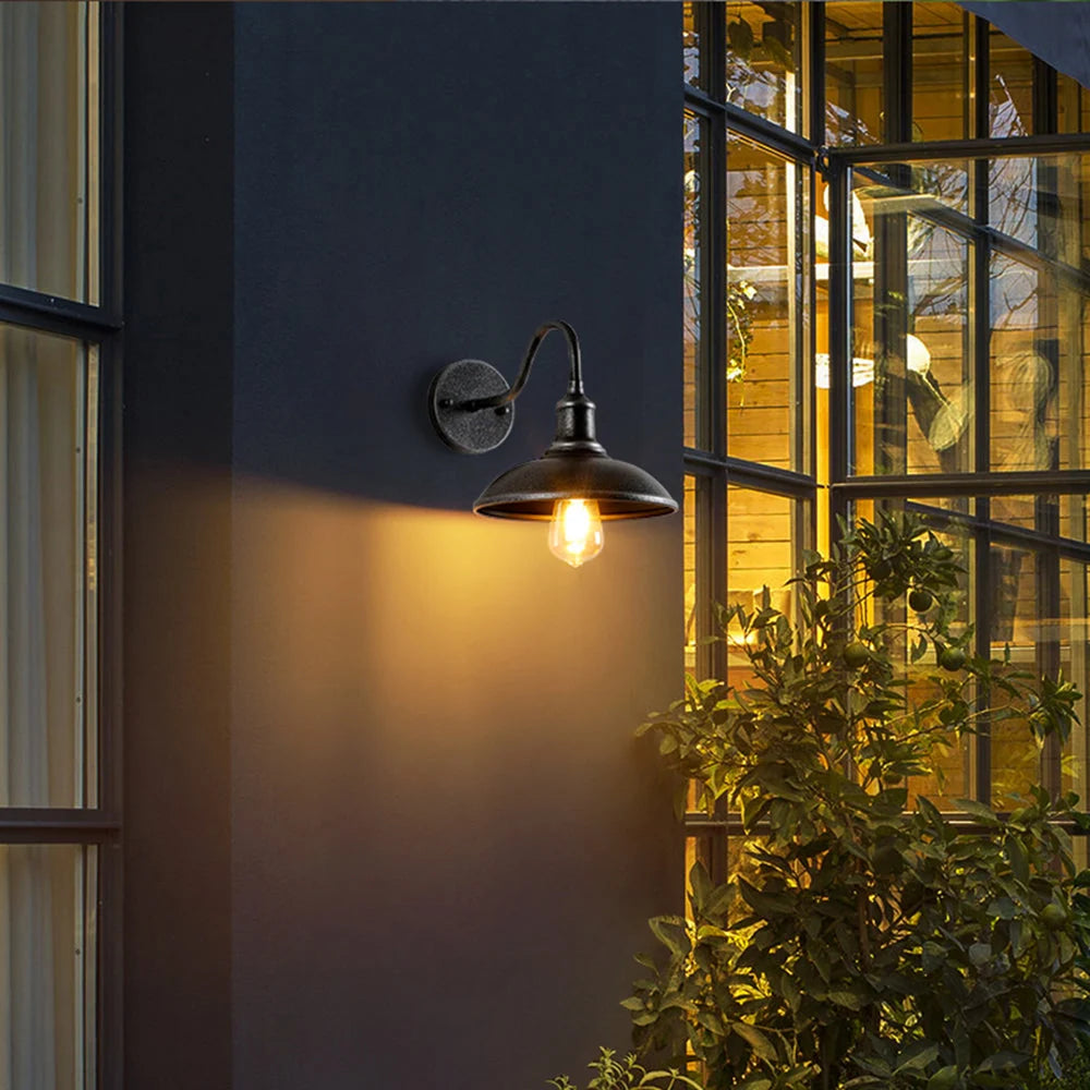 Outdoor Gooseneck Wall Light Cast Iron 1400 Lumens