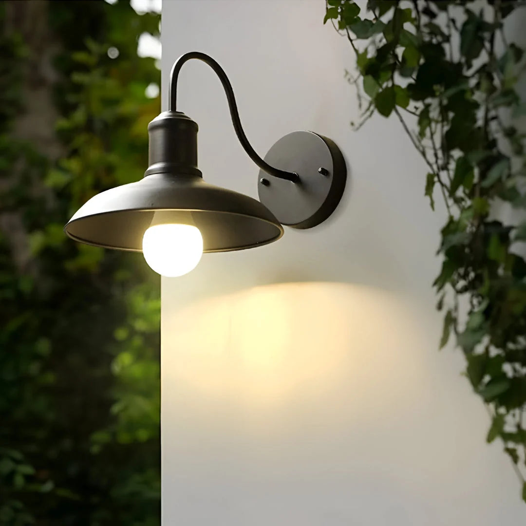 Outdoor Gooseneck Wall Light Cast Iron 1400 Lumens
