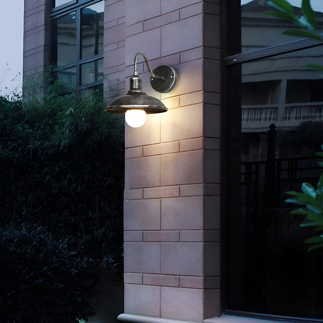 Outdoor Gooseneck Wall Light Cast Iron 1400 Lumens