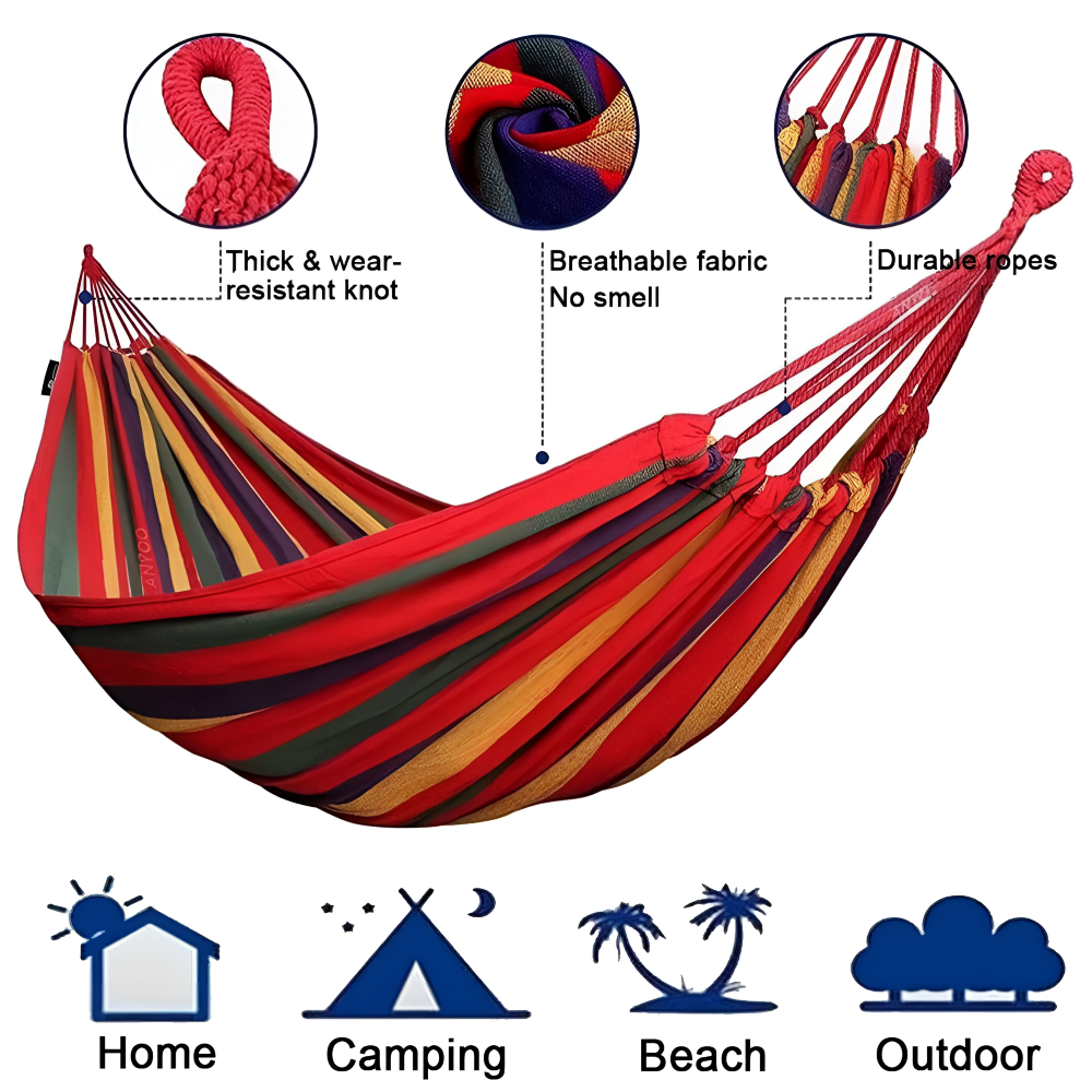 Outdoor Hammock Double Cotton Breathable Carry Case Included