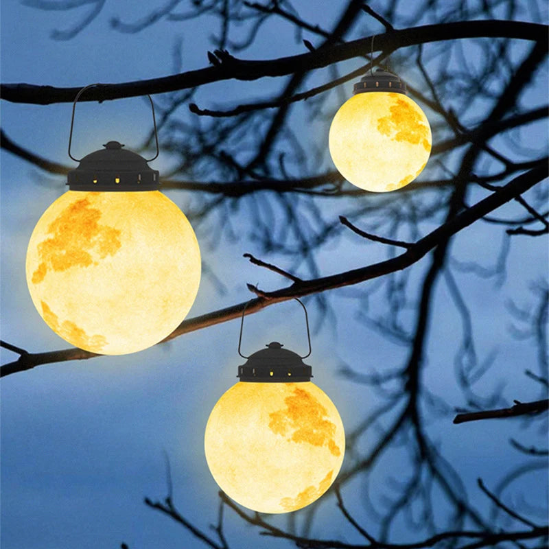 Outdoor Hanging Lantern Moon-Shaped LED & Solar