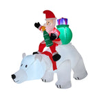 Outdoor Inflatable Santa Riding Polar Bear Self-Inflating LED