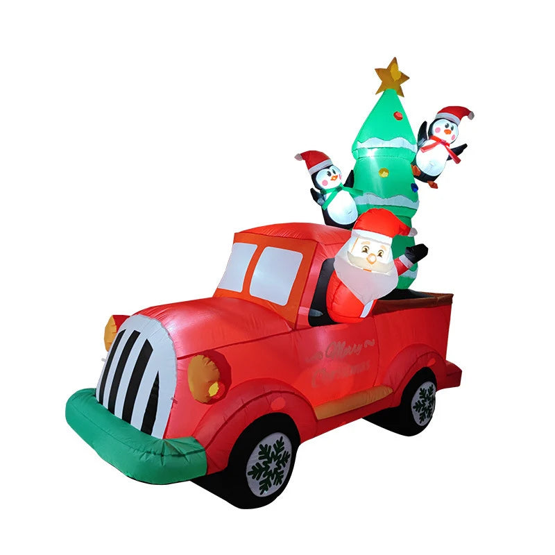 Outdoor Inflatable Santa Riding Polar Bear Self-Inflating LED
