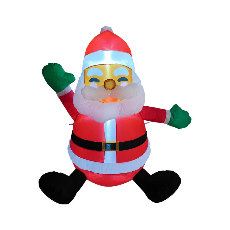 Outdoor Inflatable Santa Riding Polar Bear Self-Inflating LED