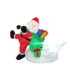 Outdoor Inflatable Santa Riding Polar Bear Self-Inflating LED