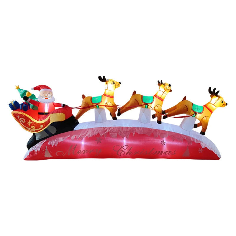 Outdoor Inflatable Santa Riding Polar Bear Self-Inflating LED