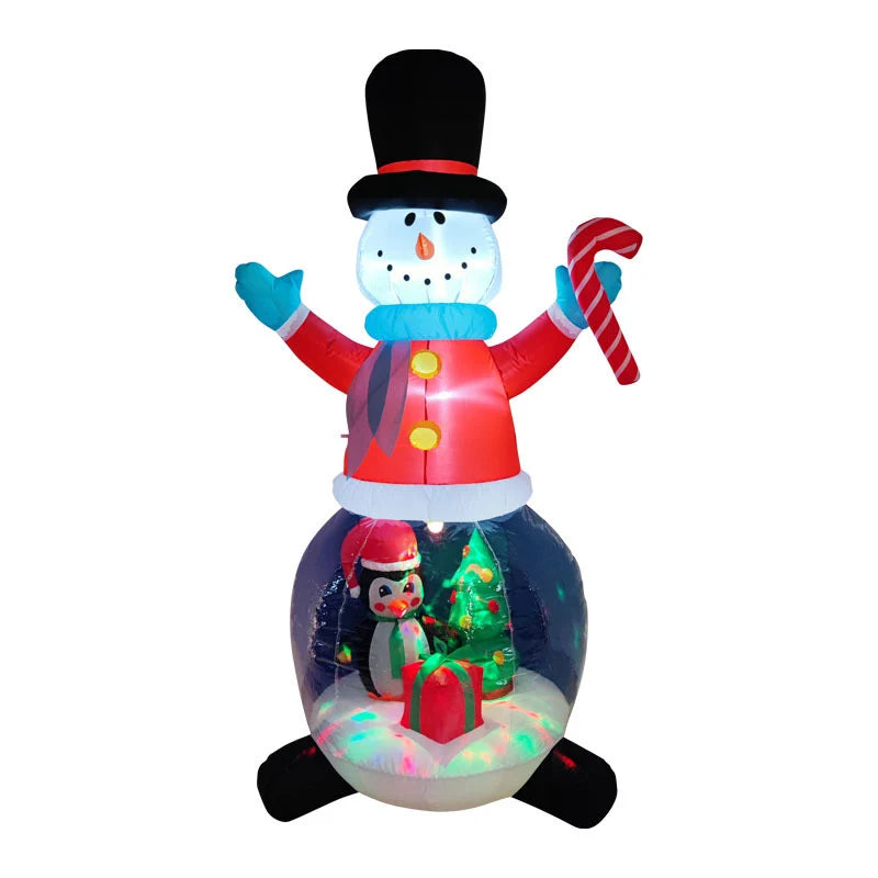 Outdoor Inflatable Santa Riding Polar Bear Self-Inflating LED