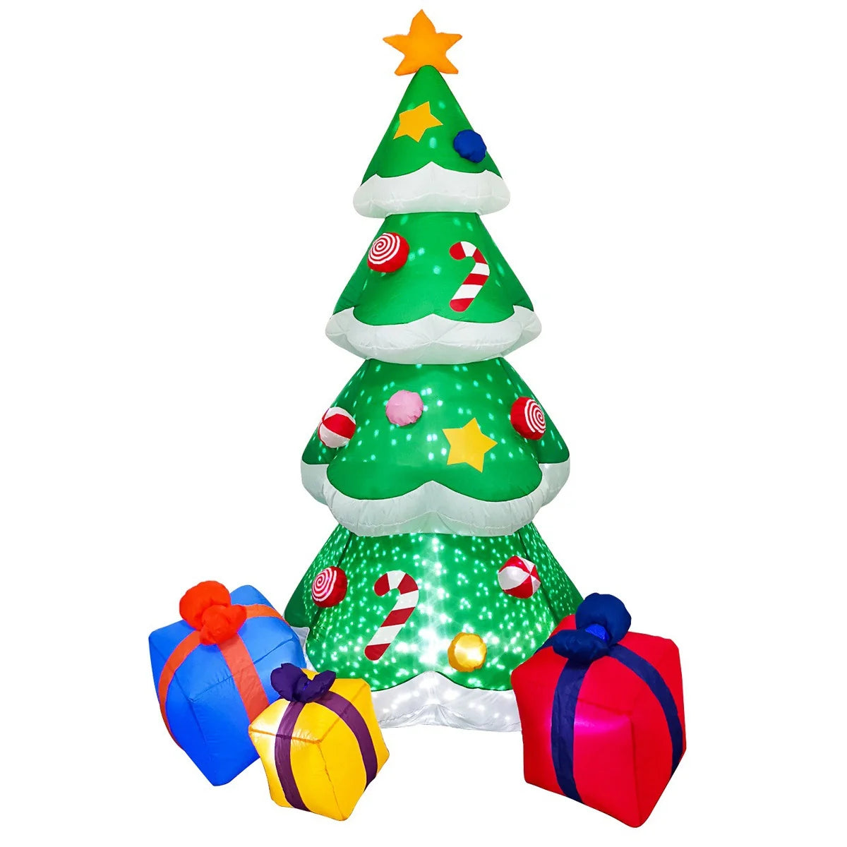 Outdoor Inflatable Santa Riding Polar Bear Self-Inflating LED