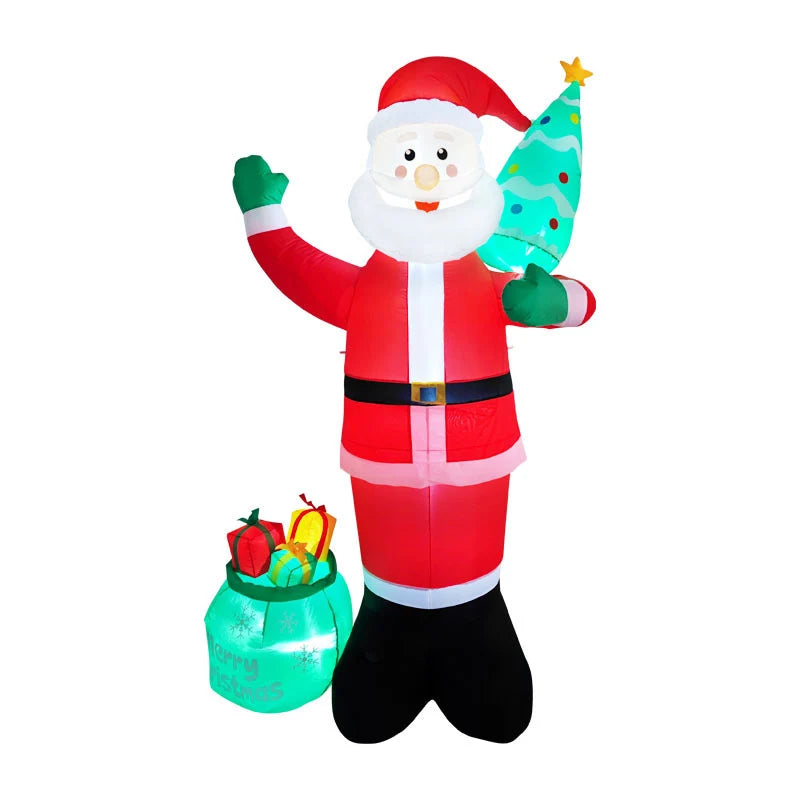 Outdoor Inflatable Santa Riding Polar Bear Self-Inflating LED