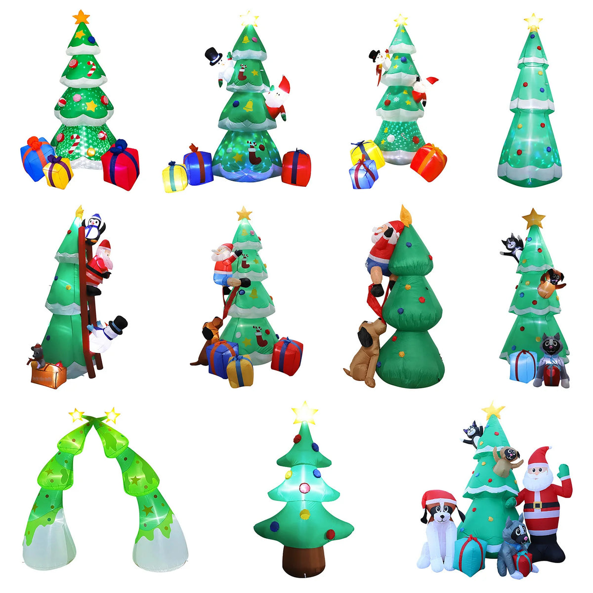 Outdoor Inflatable Santa Riding Polar Bear Self-Inflating LED