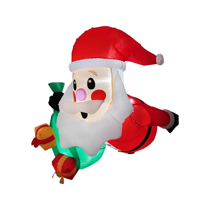 Outdoor Inflatable Santa Riding Polar Bear Self-Inflating LED