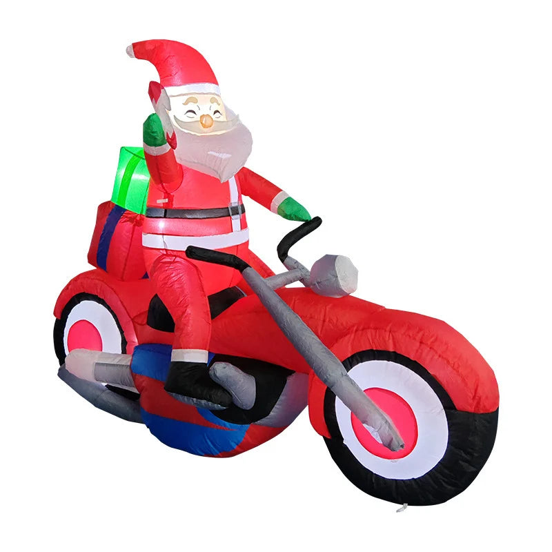 Outdoor Inflatable Santa Riding Polar Bear Self-Inflating LED