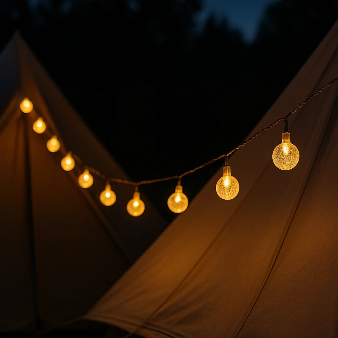 Outdoor LED String Lights Solar-Powered Warm White Waterproof