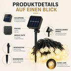 Outdoor LED String Lights Solar-Powered Warm White Waterproof