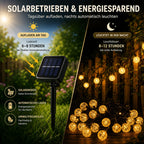 Outdoor LED String Lights Solar-Powered Warm White Waterproof