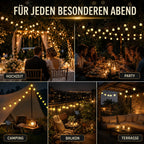 Outdoor LED String Lights Solar-Powered Warm White Waterproof