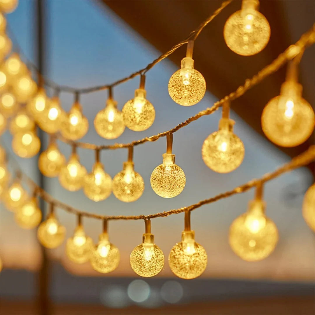 Outdoor LED String Lights Solar-Powered Warm White Waterproof