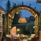 Outdoor Lantern Faux Rattan Solar & USB Backup Dusk Sensor