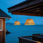 Outdoor Lantern Faux Rattan Solar & USB Backup Dusk Sensor