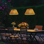 Outdoor Lantern Faux Rattan Solar & USB Backup Dusk Sensor