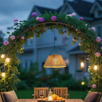 Outdoor Lantern Faux Rattan Solar & USB Backup Dusk Sensor