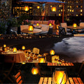 Outdoor Lantern Flame-Effect LED Solar & USB Recharge
