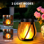 Outdoor Lantern Flame-Effect LED Solar & USB Recharge