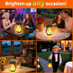 Outdoor Lantern Flame-Effect LED Solar & USB Recharge