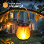 Outdoor Lantern Flame-Effect LED Solar & USB Recharge