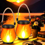 Outdoor Lantern Flame-Effect LED Solar & USB Recharge