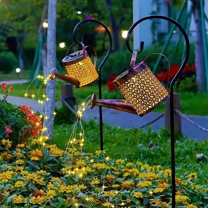 Outdoor Lantern Retro Watering Can Solar-Powered LED Fairy Lights
