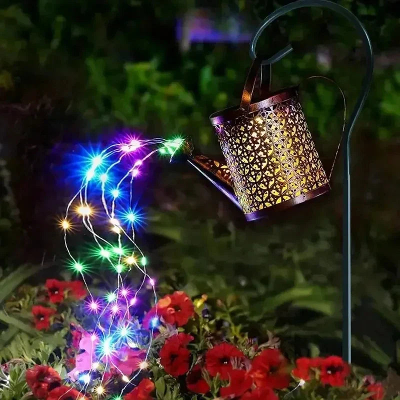 Outdoor Lantern Retro Watering Can Solar-Powered LED Fairy Lights