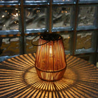 Outdoor Lantern Solar Powered Handwoven Rattan Weather Resistant