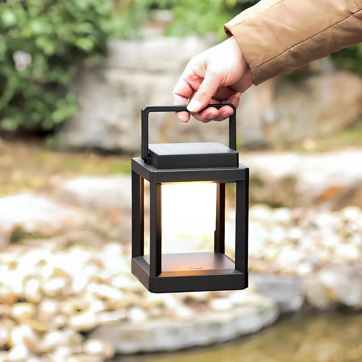 Outdoor Lantern Solar & USB Dimmable Warm Light
