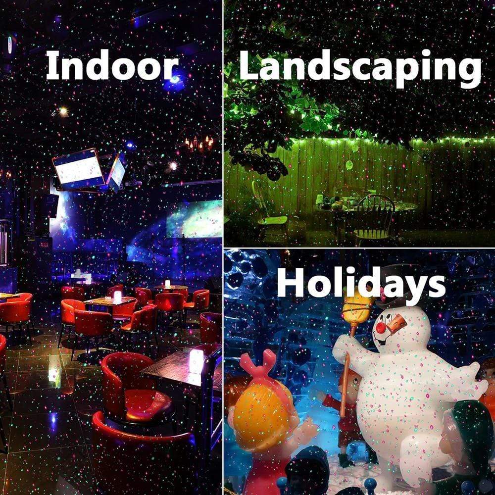 Outdoor Laser Projector Moving Red & Green Stars Weather-Resistant