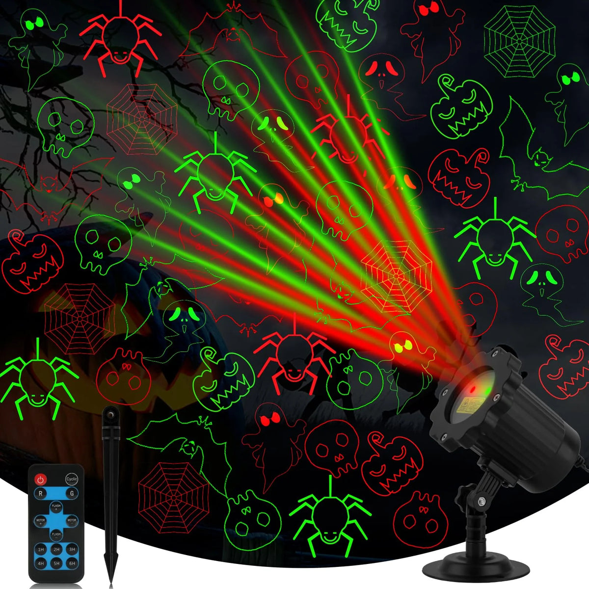 Outdoor Laser Projector Weather-Resistant RF Remote & Timer