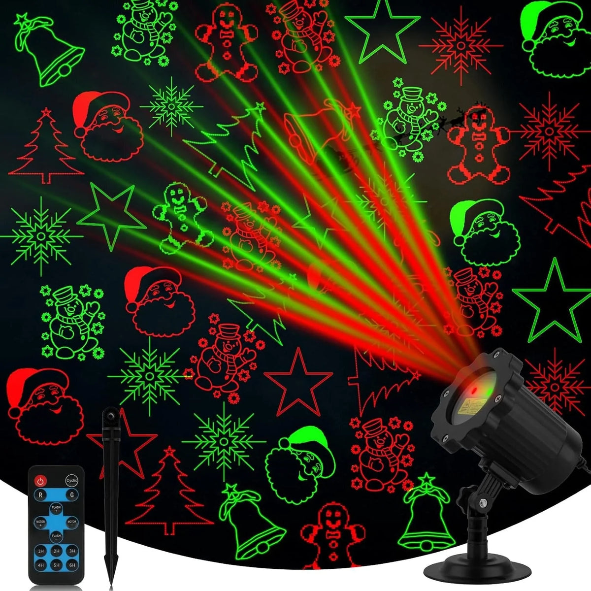 Outdoor Laser Projector Weather-Resistant RF Remote & Timer
