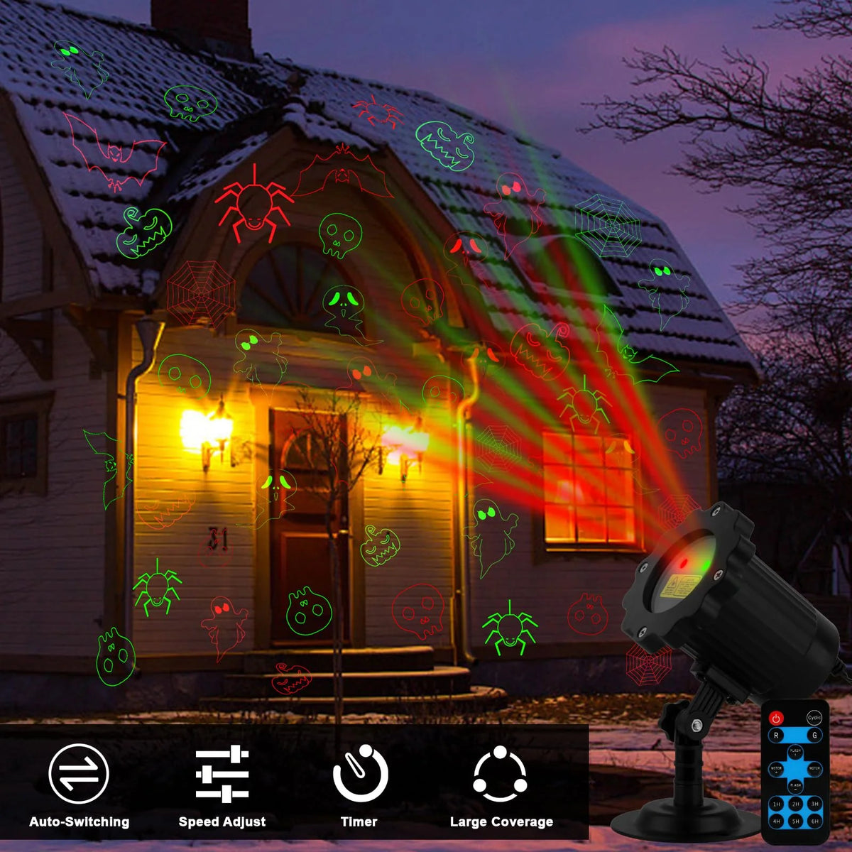 Outdoor Laser Projector Weather-Resistant RF Remote & Timer