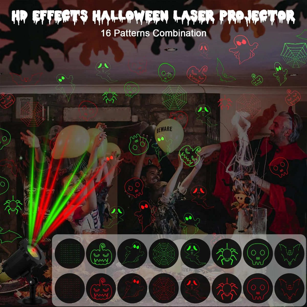 Outdoor Laser Projector Weather-Resistant RF Remote & Timer