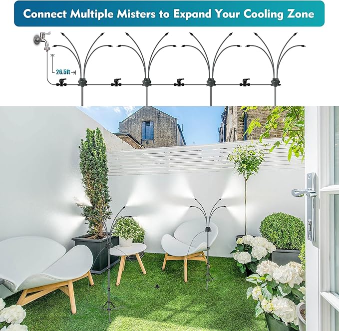 Outdoor Misting System Adjustable Height Brass Nozzles