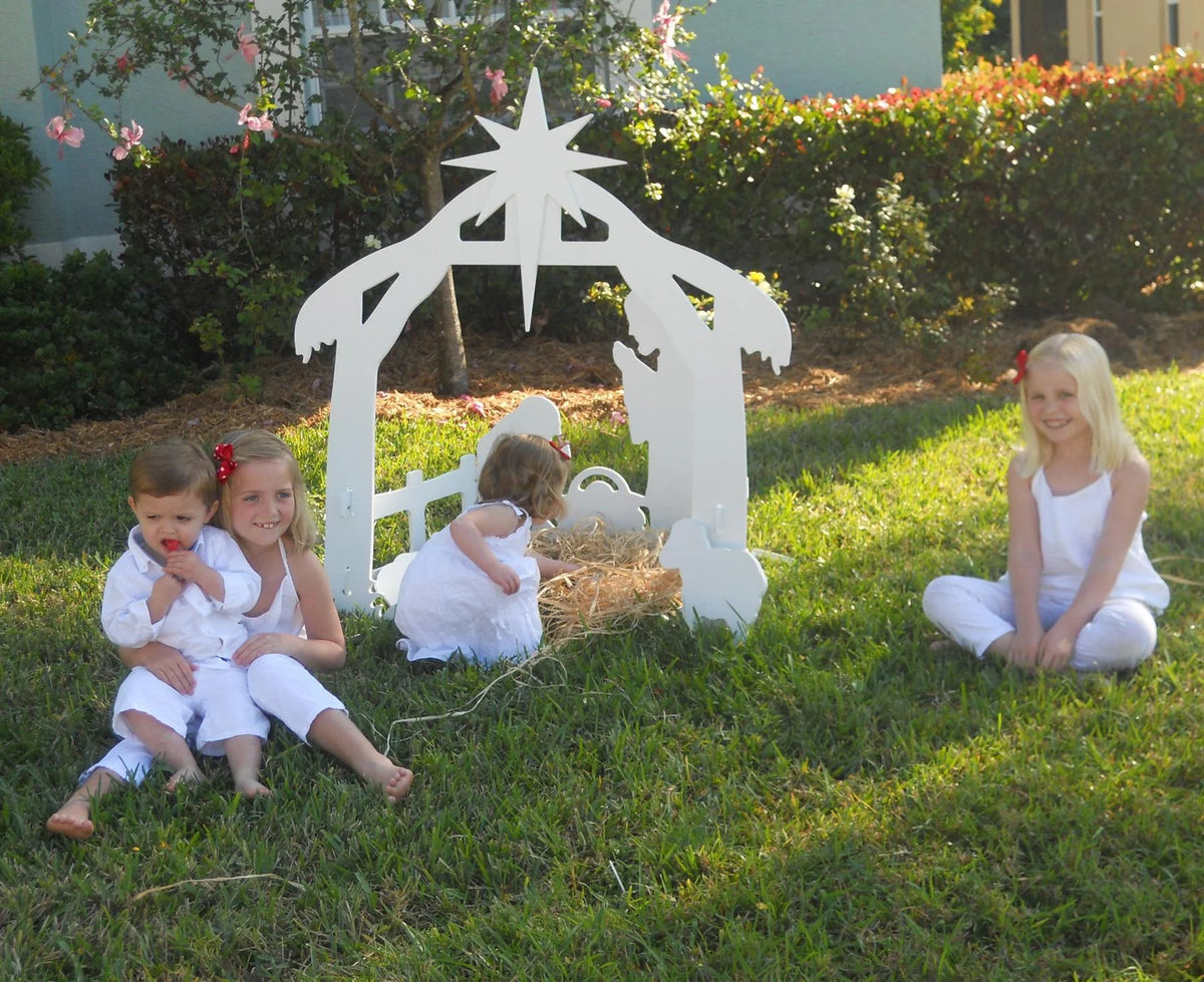 Outdoor Nativity Set Weather-Resistant Plastic Complete Figures