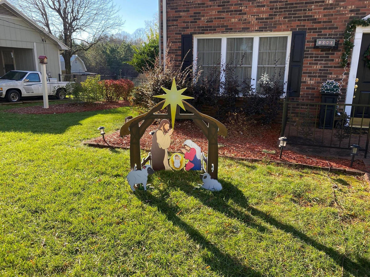 Outdoor Nativity Set Weather-Resistant Plastic Complete Figures