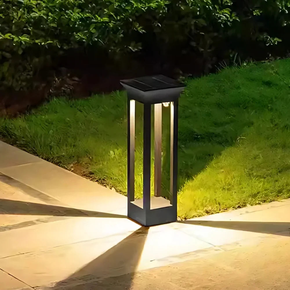 Outdoor Pillar Light Solar Dusk Sensor Weather-Resistant Aluminum
