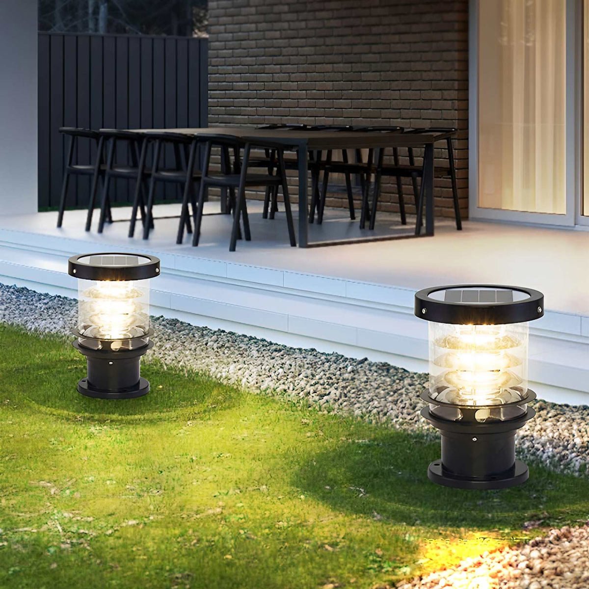 Outdoor Post Light Die-Cast Aluminum IP65 Solar & Hardwired