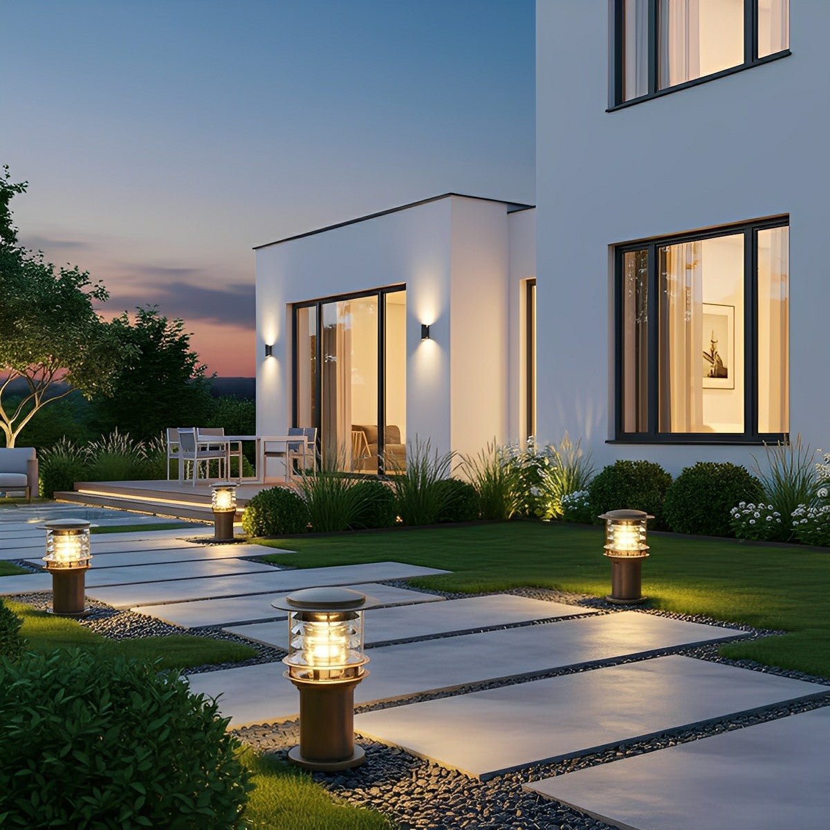 Outdoor Post Light Die-Cast Aluminum IP65 Solar & Hardwired