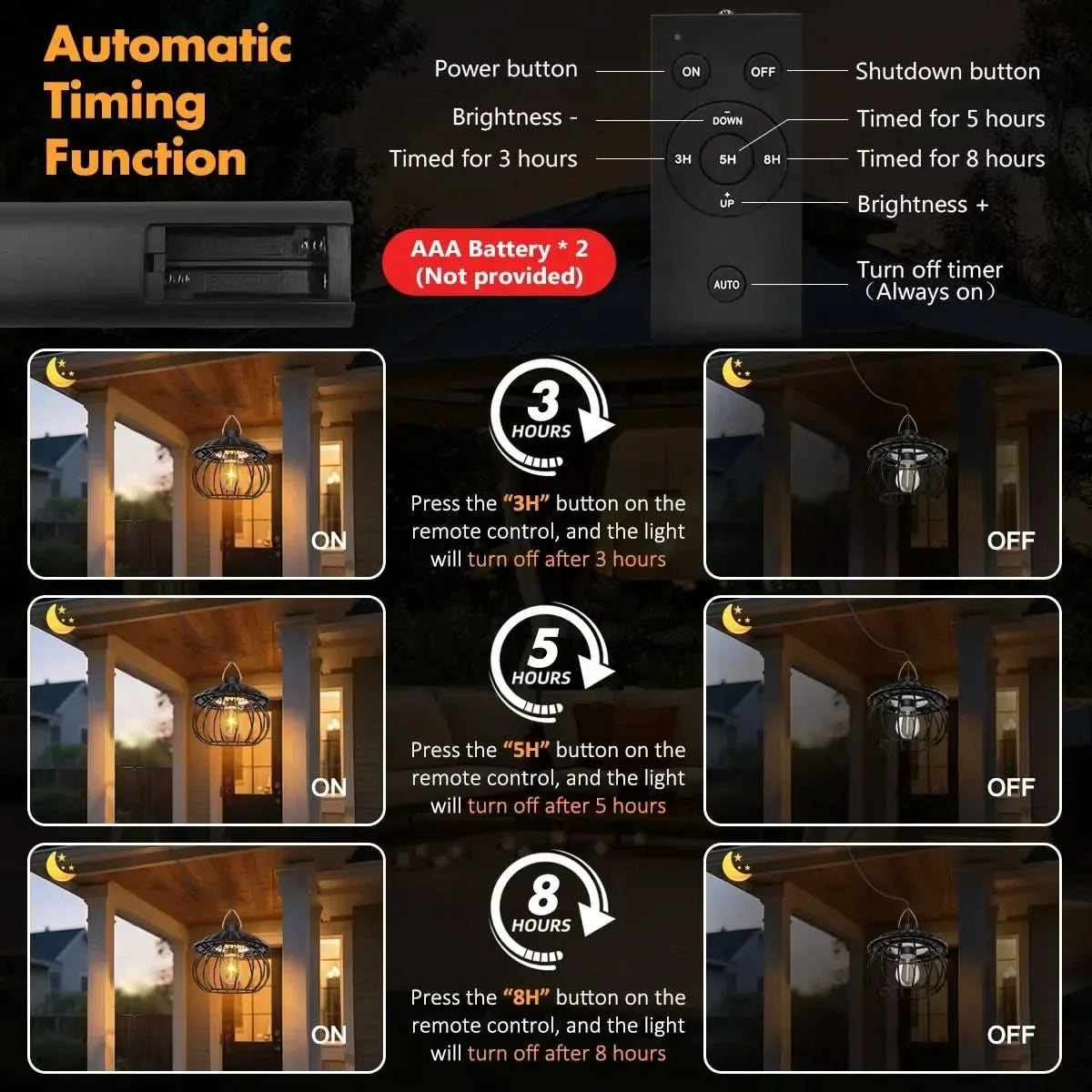 Outdoor Pumpkin Lanterns Solar-Powered Remote & Dimmable