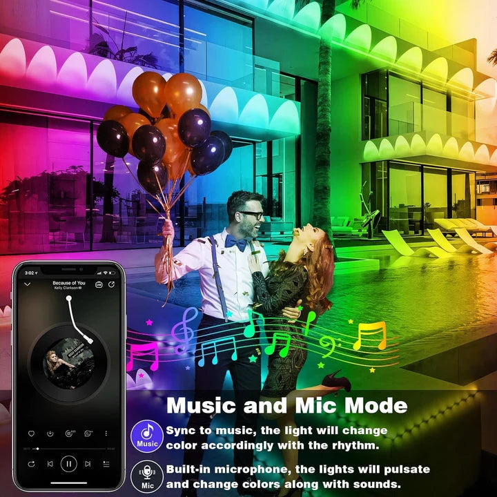 Outdoor RGB LED Strip Lights App-Controlled IP67