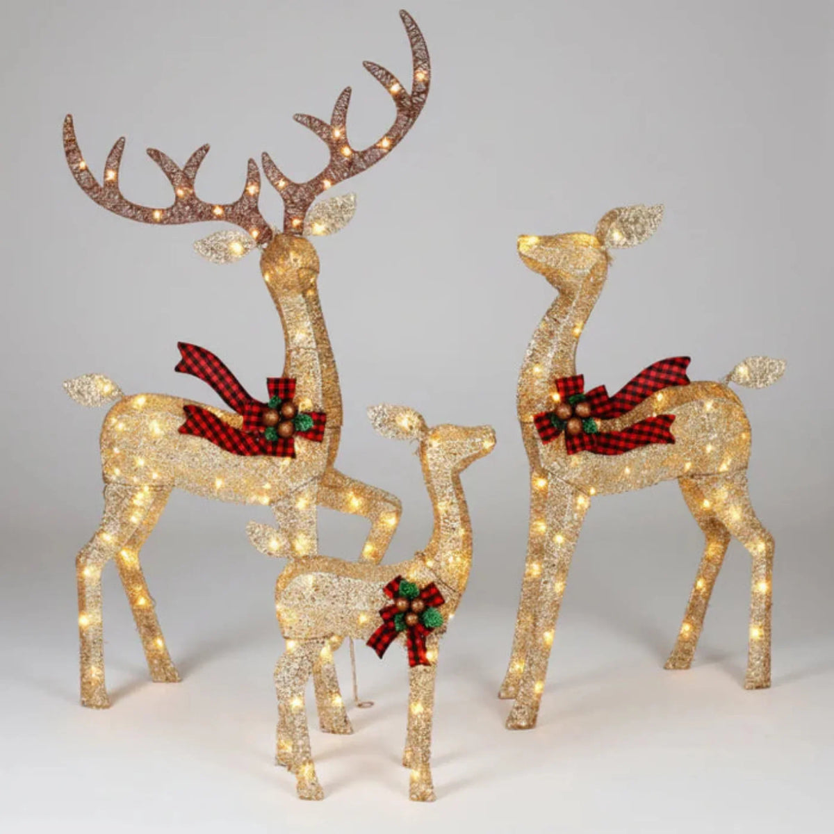 Outdoor Reindeer Lights Weatherproof Warm LED Set of 3