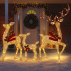 Outdoor Reindeer Set LED Illuminated Rattan Style Weather-Resistant