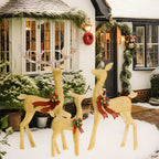 Outdoor Reindeer Set LED Illuminated Rattan Style Weather-Resistant